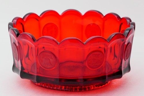 Fostoria ruby red coin glass - glass,