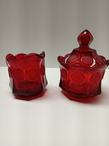 Red glass coin creamer - glass,